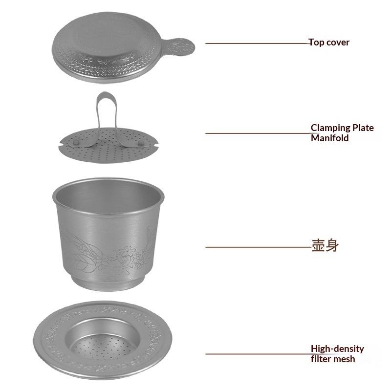 1 Zestaw Przenośny Drip do Kawy Wietnamski Filtr do Kawy Kompaktowe Akcesoria do Kawy Aluminiowe Akcesoria do Kawy Dla Miłośników Unikalny