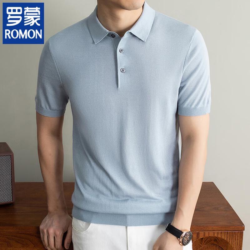 Romon Men s Short-Sleeve Lyocell Silk Polo Shirt M