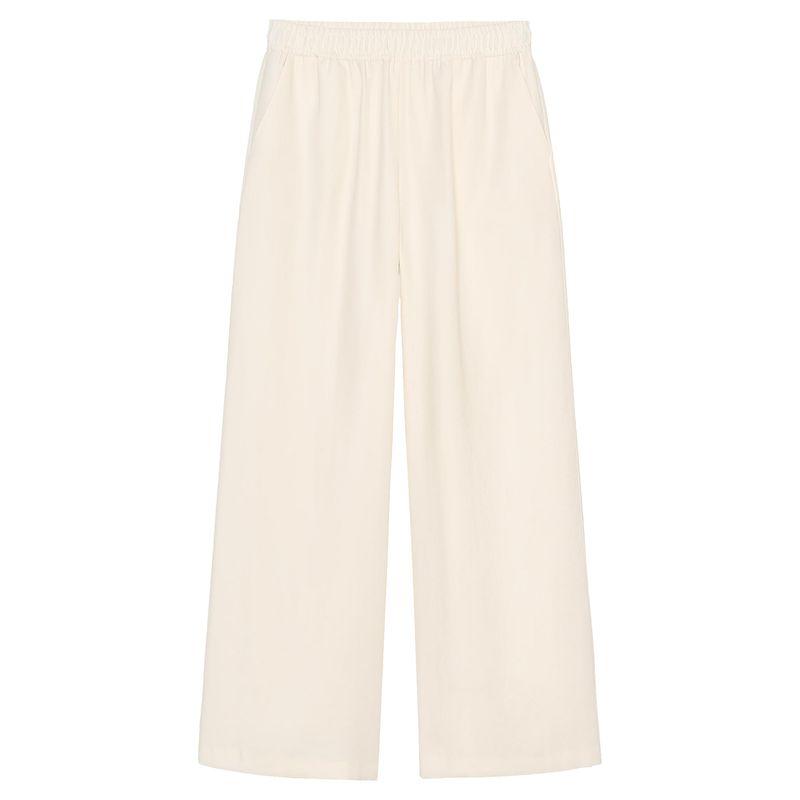 

Zaprha 2025 New Arrival Loose and Lazy Style Elastic Waist Plaid Wide Leg Casual Trousers Women s 1971040 Cream L