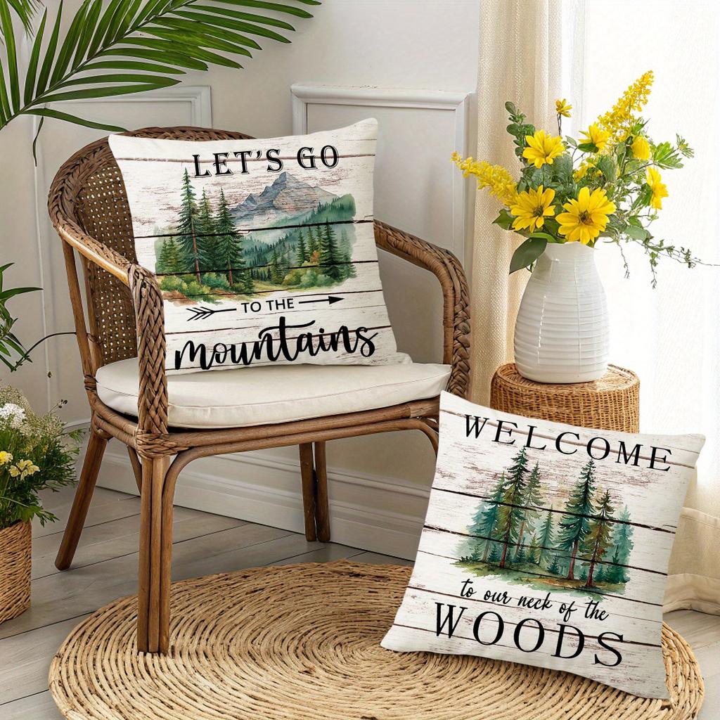 1/4pcs Rustic Cabin Wildlife Throw Pillow Covers Forest Mountain Deer Bear Farmhouse Cushion Cases for Home Decor Cushion cover