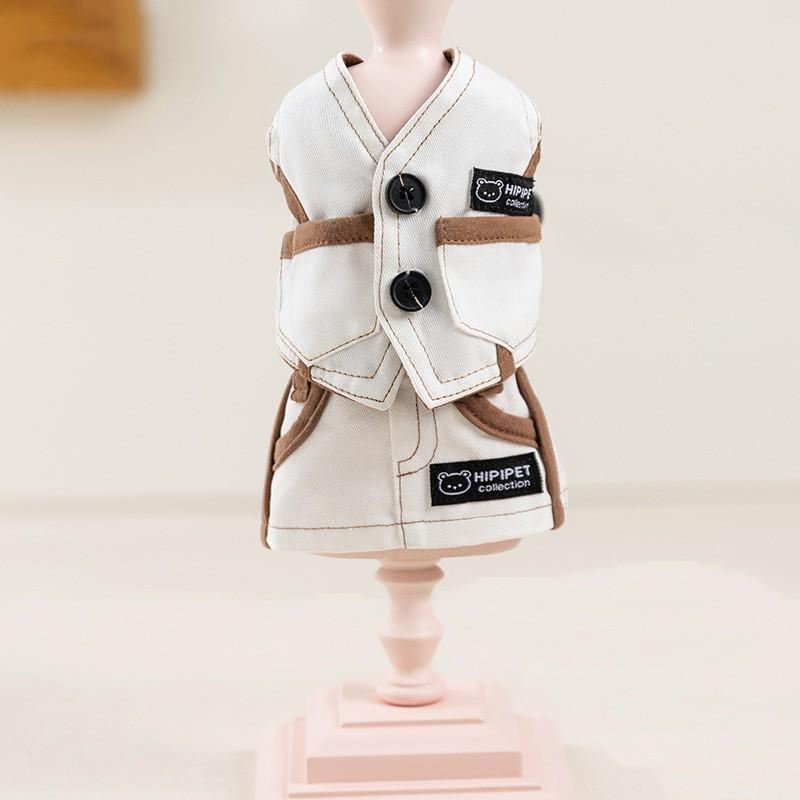 Vestido Vaquero Primavera-Verano: Falda de tirantes estilo Hong Kong para perros y gatos