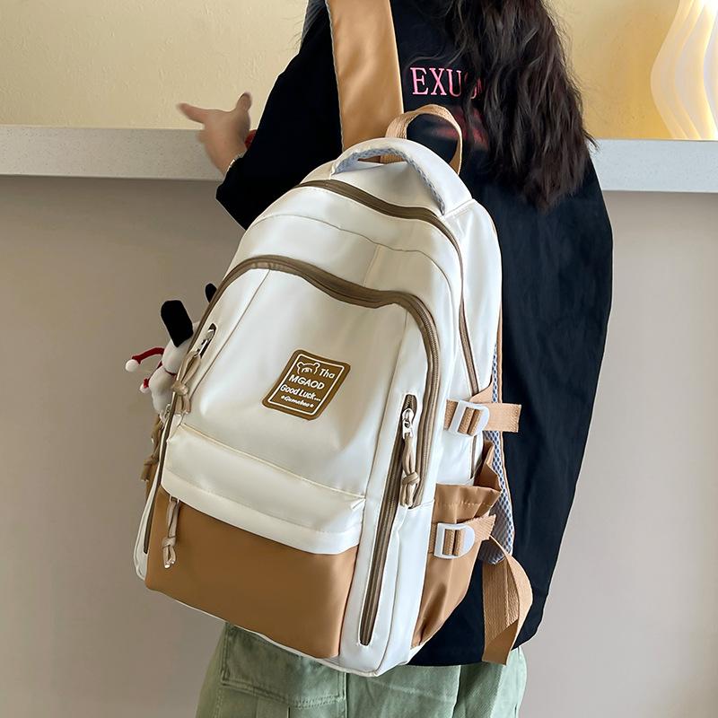 Schoolbag Large-capacity Backpack female-Japanese Contrasting Color Trendy Brand College Student Schoolbag Leisure Travel Bag New Computer Bag