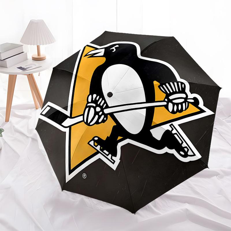 Pinguine Hockey Automatisches Öffnen und Schließen, 8 Rippen Struktur Tragbarer Regenschirm, Geeignet für Männer und Frauen in Allen Jahreszeiten Perfektes Geschenk fo