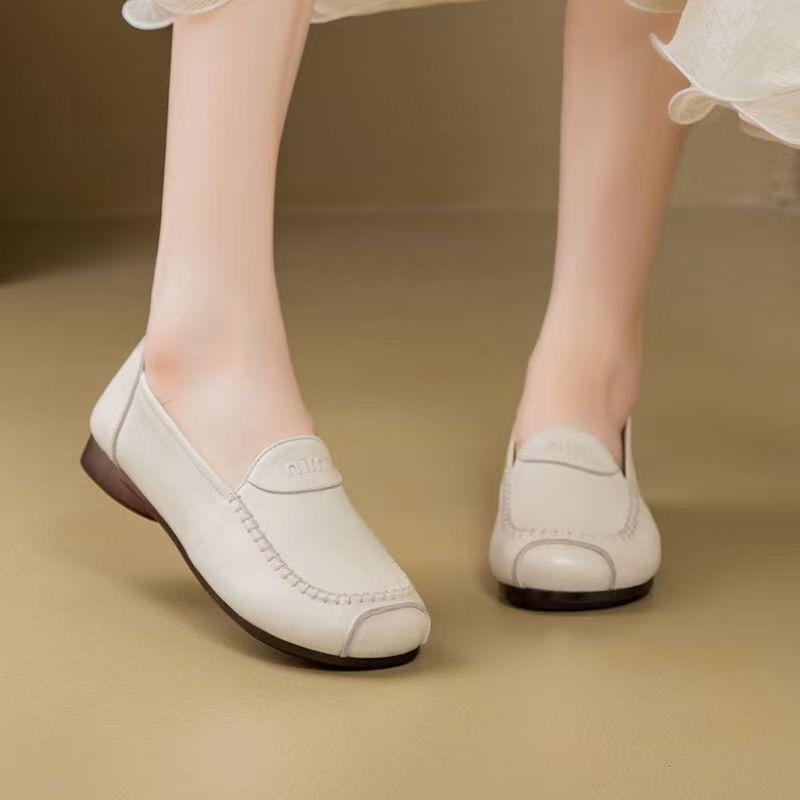 High-end quality single shoes comfortable super soft leather shoes beef tendon soft sole mother Doudou shoes