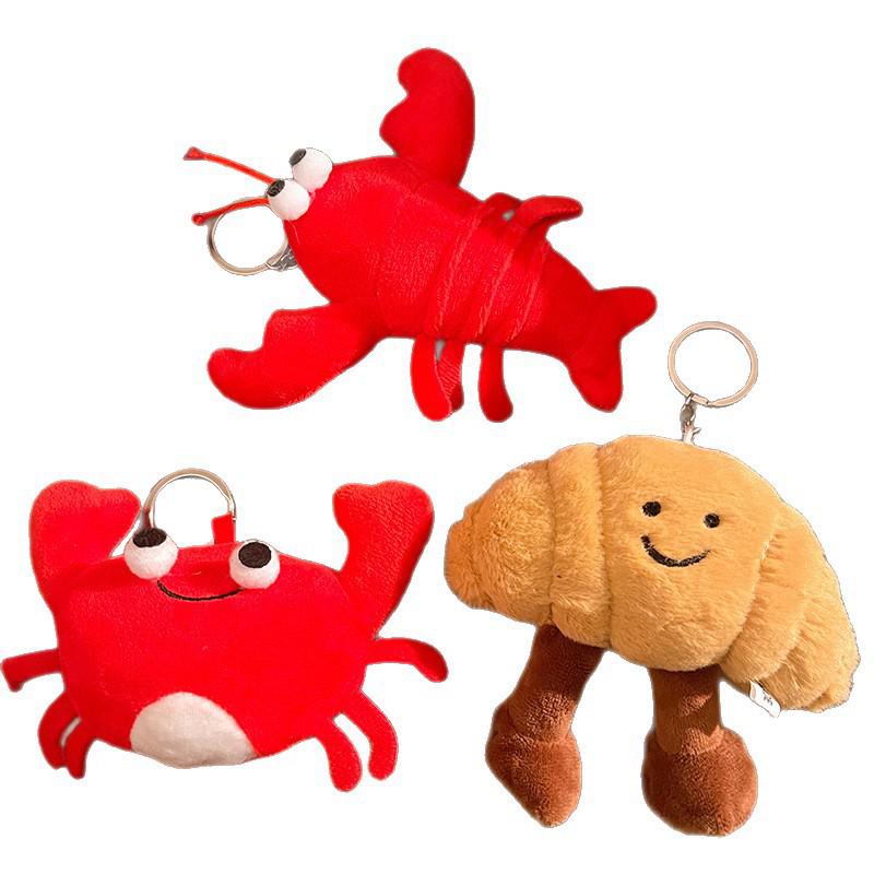 Trendy Plush Lobster & Crab Keychain - Creative Bag Pendant Doll