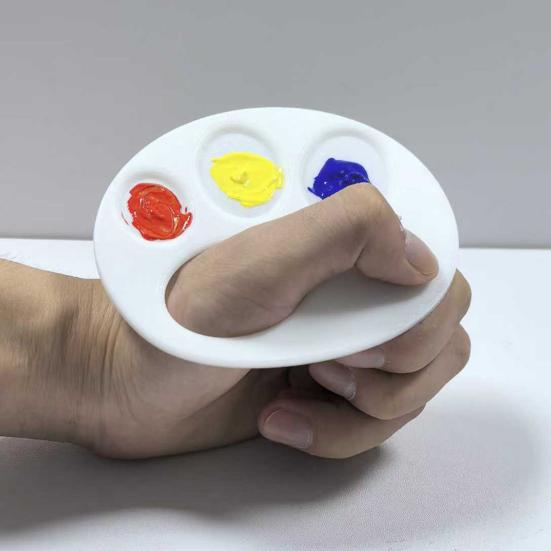 Plastic Paint Tray 3D Printed Finger Palette with Hand Grip Easy To Clean Portable Painting Palette for Kids Artists Watercolor Acrylic Pigment Use