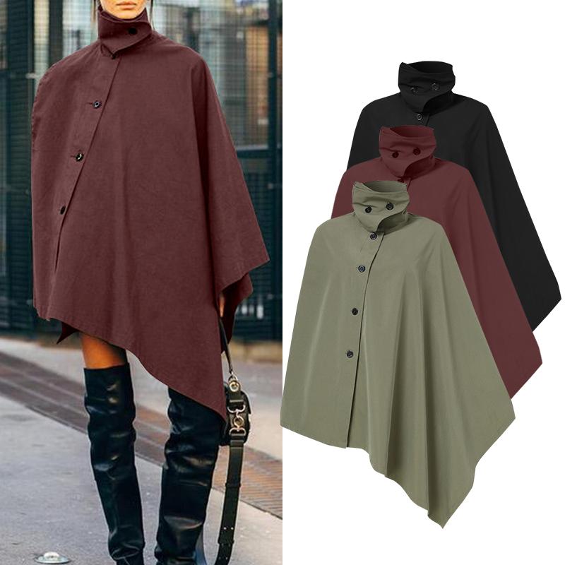 Buy ZANZEA Women's Fashion High Collar Cape Shirts Spring