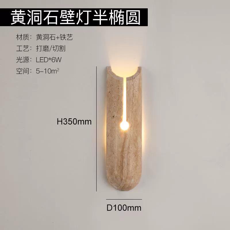 

Modern LED Travertine Wall Lamp Bedside Natural Yellow Cave Stone Wall Light Indoor Decor Lighting Bedroom Living Room Aisle G9