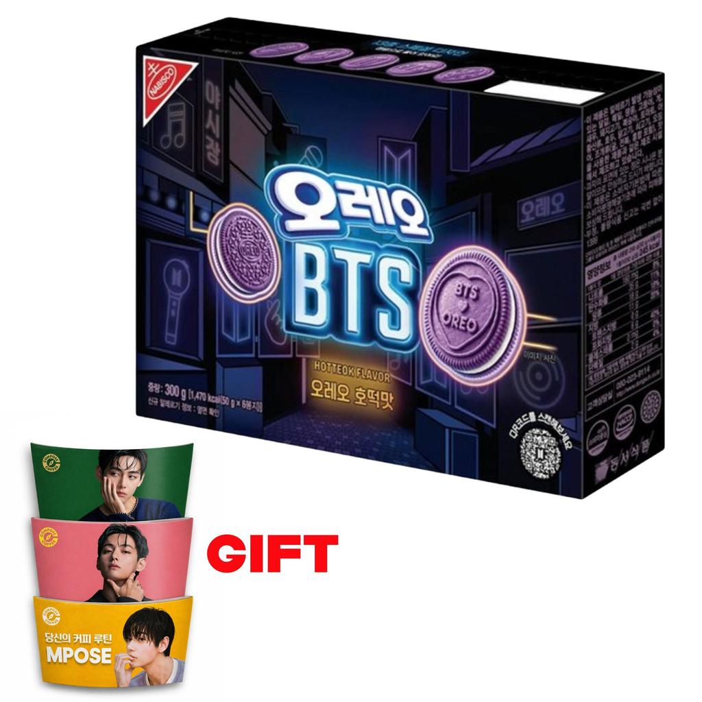 BTS X Oreo Limited Edition Hotteok (Korean Sweet Pancake) Flavor Cookie + BTS V Compose Cup Sleeve 3 Types Gift Set