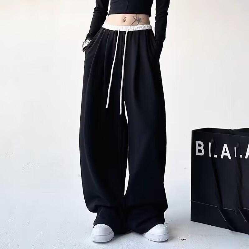 

Women s Spring 2025 High-Waist Black Wide-Leg Joggers S (80-94 lbs)