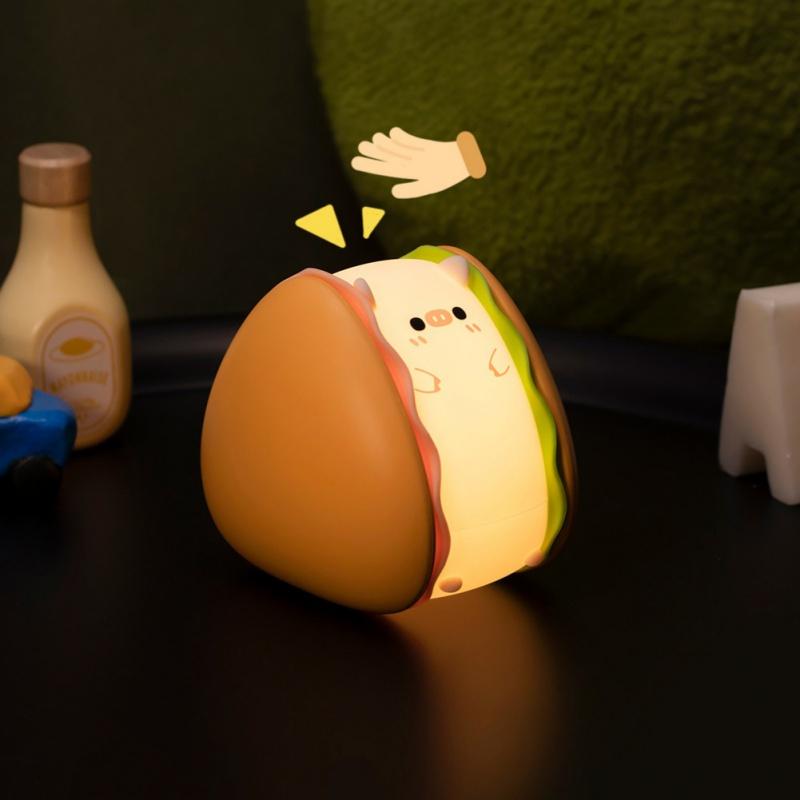 Cute Bear Night Light Silicone Sensor Light Rabbit Night Light Sleep Portable Home Night Light  Children's Gift