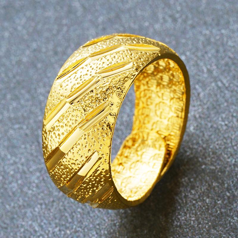 Counter Hot-selling 24K Gold Plated Ring for Men, Long-lasting Colorfast Brass Jewelry, Simulated Gold for Women