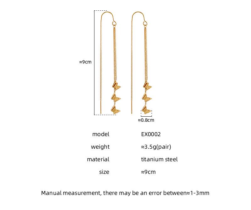 Fresh Sweet Long Butterfly Earrings for Women, Gold-Plated Titanium Steel, Fashionable and Unique Design from South Korea’s Dongdaemun