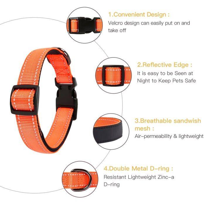 Collier pour chien - HEELE - Nylon et néoprène - Réfléchissant - Boucle de sécurité - Confortable