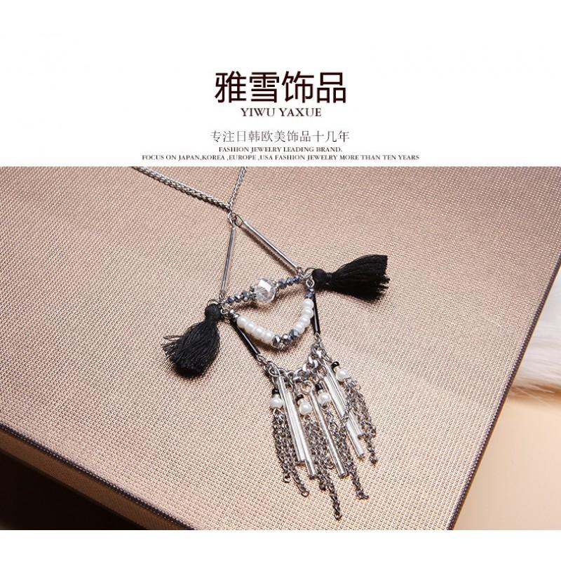 Bohemian Tassel Long Necklace Women Versatile Sweater Chain Jewelry