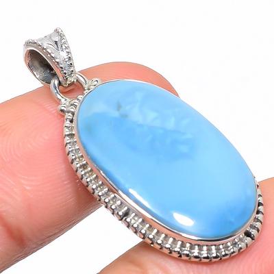 Natural Owyhee Blue Opal Gemstone 925 Solid Sterling Silver Pendant 1.54" P6p77