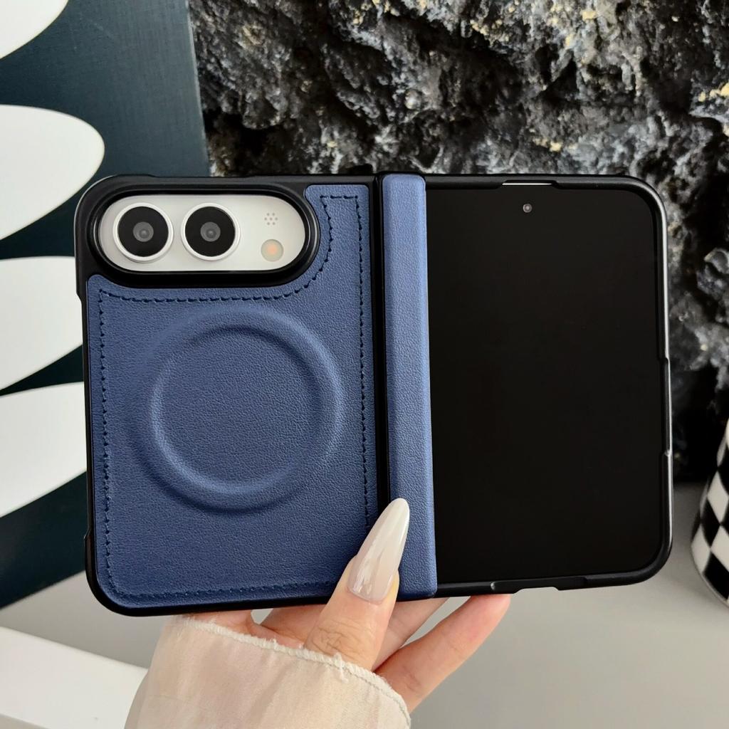 For iPhone Duo Fold Case Luxury PU Leather Skin-friendly Magnetic Protective Back Cover MagSafe Wireless Charging Phone Shell