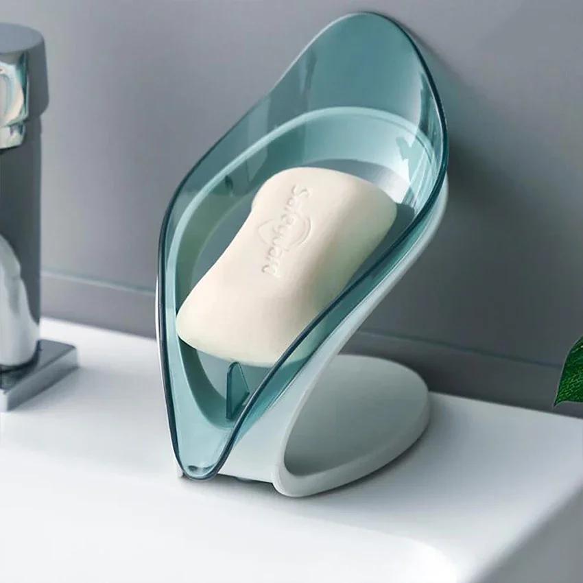 Leaf Shape Soap Box, Non - Slip Drain Soap Storage Case Container, Bathroom and Kitchen Dish Storage Box, Bathroom Accessorie