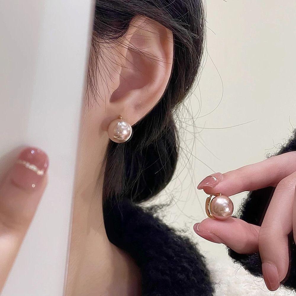 

Zinc Zinc Alloy Pearl Earring French Style Half Round Bead Earring Vintage Stud Earrings Girls