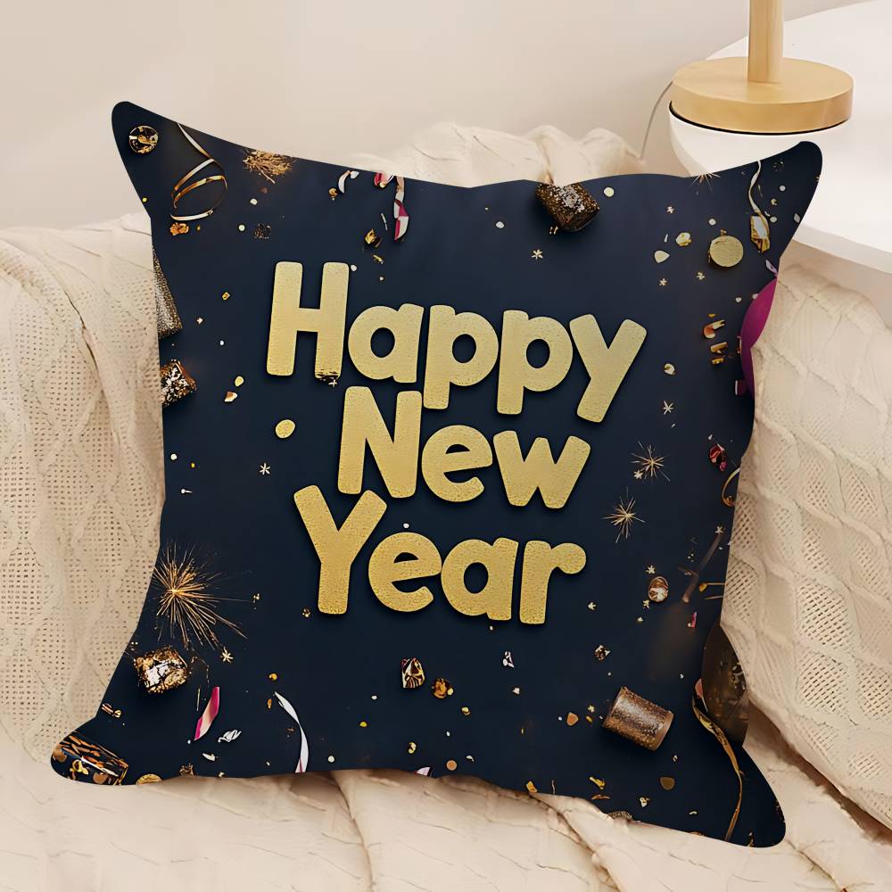 Art New Year Pillow Cushion Cover Pillowcase Living Room Sofa Home Decor Customized