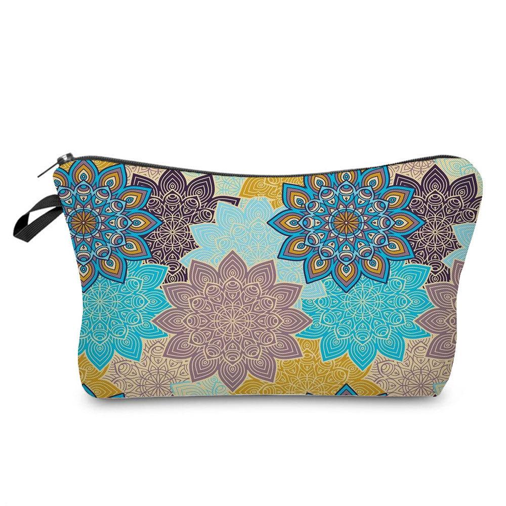 Women Geometric figure Print Cosmetic Bag Toiletries Organize Travel Storage Case 6756 KTB