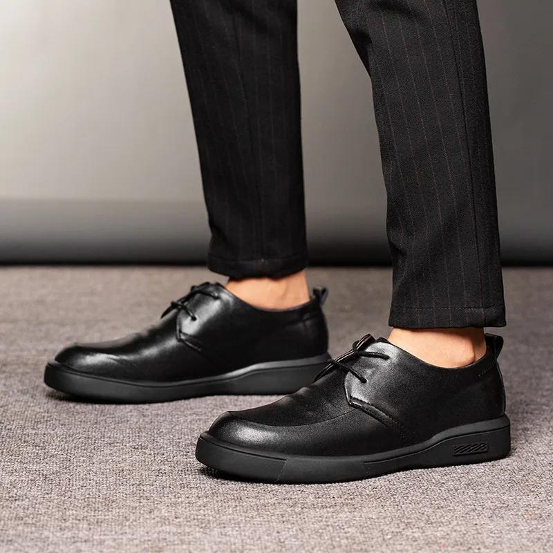 Fashion Men's Casual Leather Shoes High Quality Cowhide Dress Shoes Business Leather Shoe Comfort Slip-on Loafers Soft Leather Men Shoes