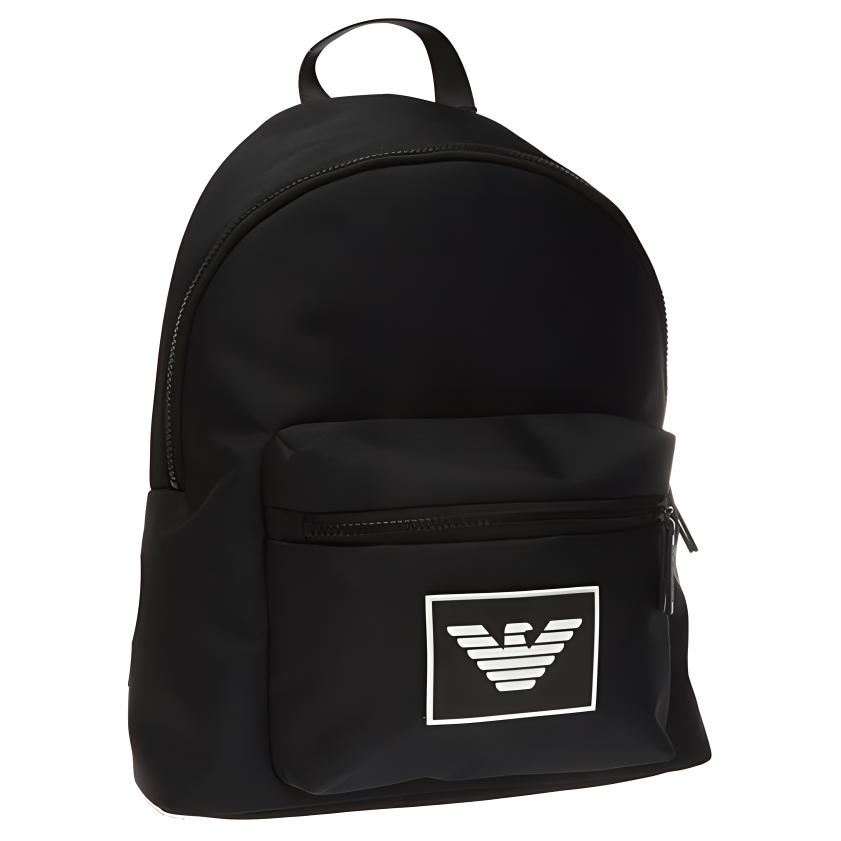 Emporio Armani White Logo Fabric Backpack Men Backpacks Black Y4O236-YMO5V-81073