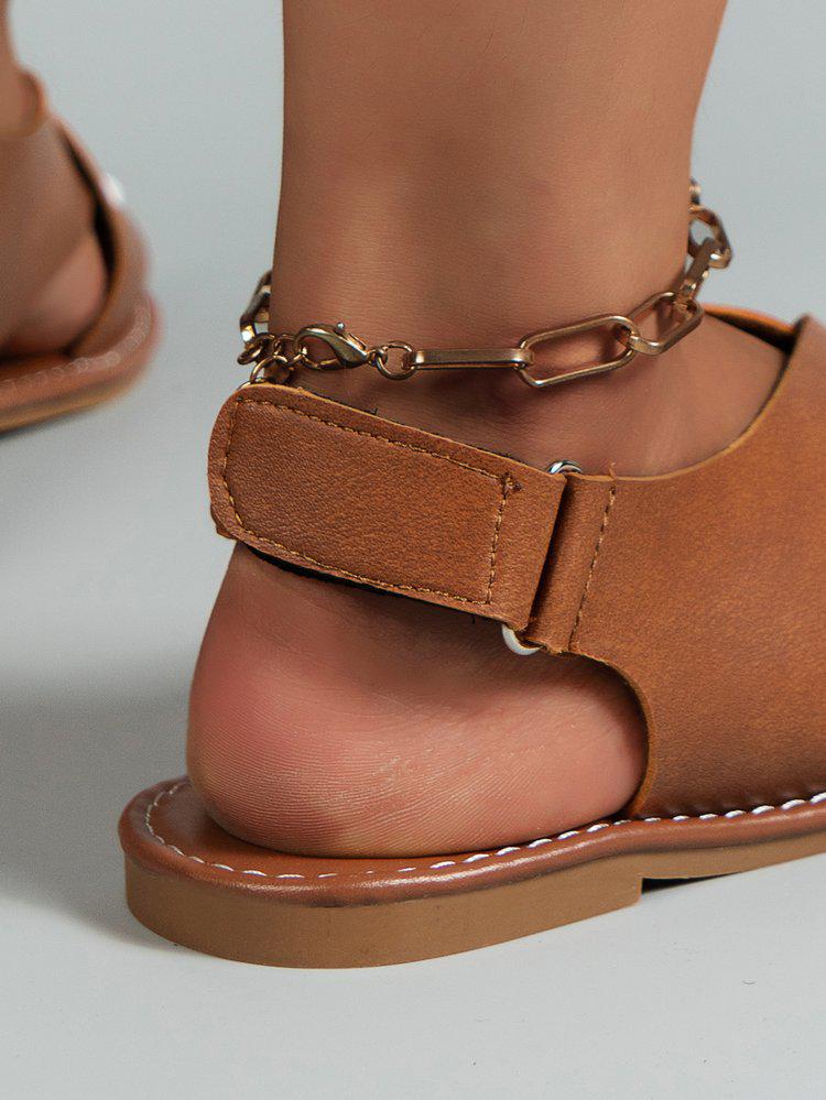 Women's Retro Wide Stripe Cross Strap Flat Sandals - European & American Style Open Toe Beach Sandals