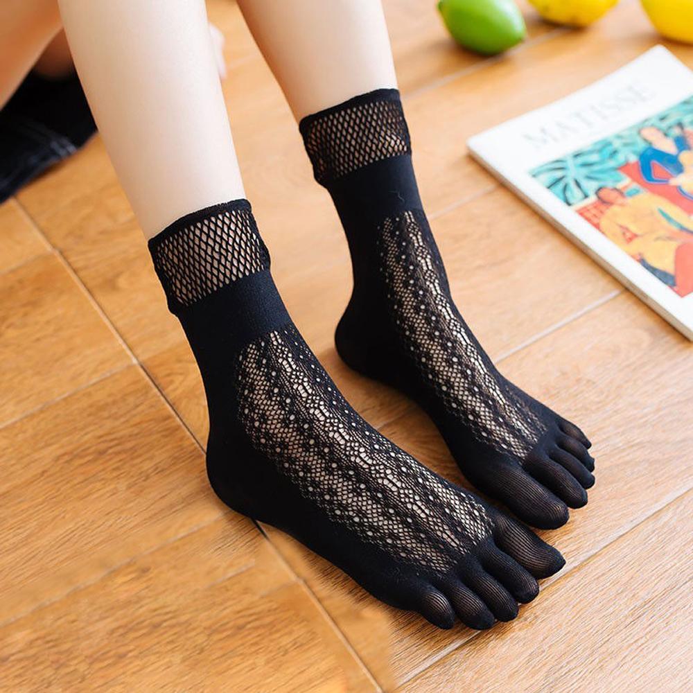 

Fashion Funny Toe Glass Silk Women Girls Five-finger Socks Toe Short Socks Mesh Ankle Socks