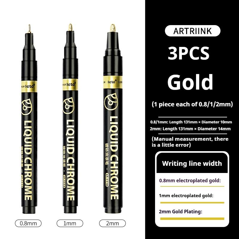 6/1pcs Chrome Pen Marker Reflective Mirror Electroplating Paint Repair Marker For Rock Ceramic Glass 0.8/1/2mm Nib Art Craftwork