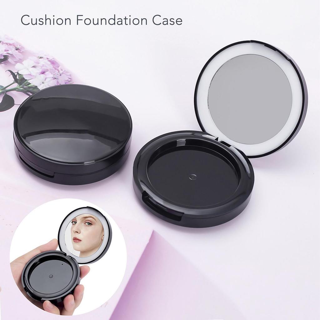 Cushion Foundation Case LED Light Round Mirror Compact Internal Case Cosmetic Empty Package