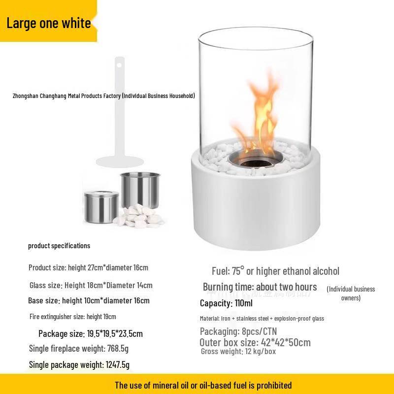 Portable Round Ethanol Fireplace: Small Indoor Tabletop Fire Stove for Bar Atmosphere