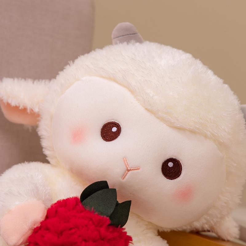 Strawberry Sheep Soft Plush Toys Cute Sheep Lamb Hug Strawberry Stuffed Plushies Animal Dolls Desktop Ornament For Gifts