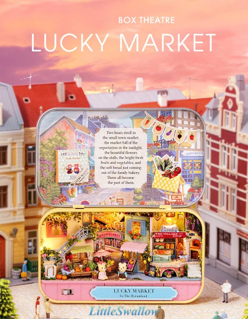 Little Swallow Miniature Handmade Kit Dollhouse Toy DIY Hobby Gift Box Tin (Lucky Market)
