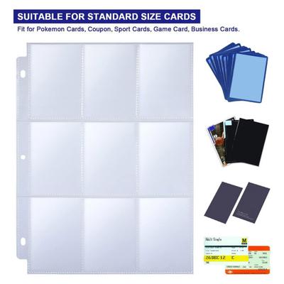30 Pcs 9 Pocket Card Sleeves Trading Card Binder Holder Clear Plastic Game Card Album Storage Pages for Game Celebrity Collection Cards Idol Photos