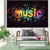 2D Music Graffiti Art Backdrop Colorful Notes for Music Themed Party Banner