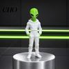 Statua di Figura Alieno con Cappuccio che Indossa Felpa con Cappuccio, Statuetta Verde Stampata in 3D, Scultura da Collezione, Decorazione Desktop Sci-Fi Regalo per Appassionati E-sport