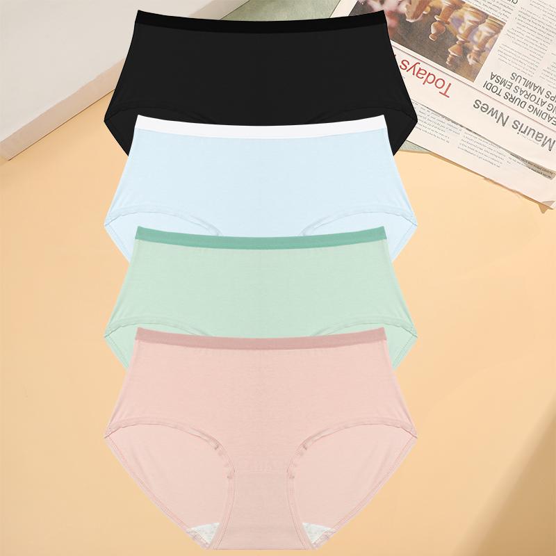 4Pcs/Set Women's Seamless UnderwearCotton Triangle Pants Double-layer Crotch Lady Sports Panties Comfortable Underpanty