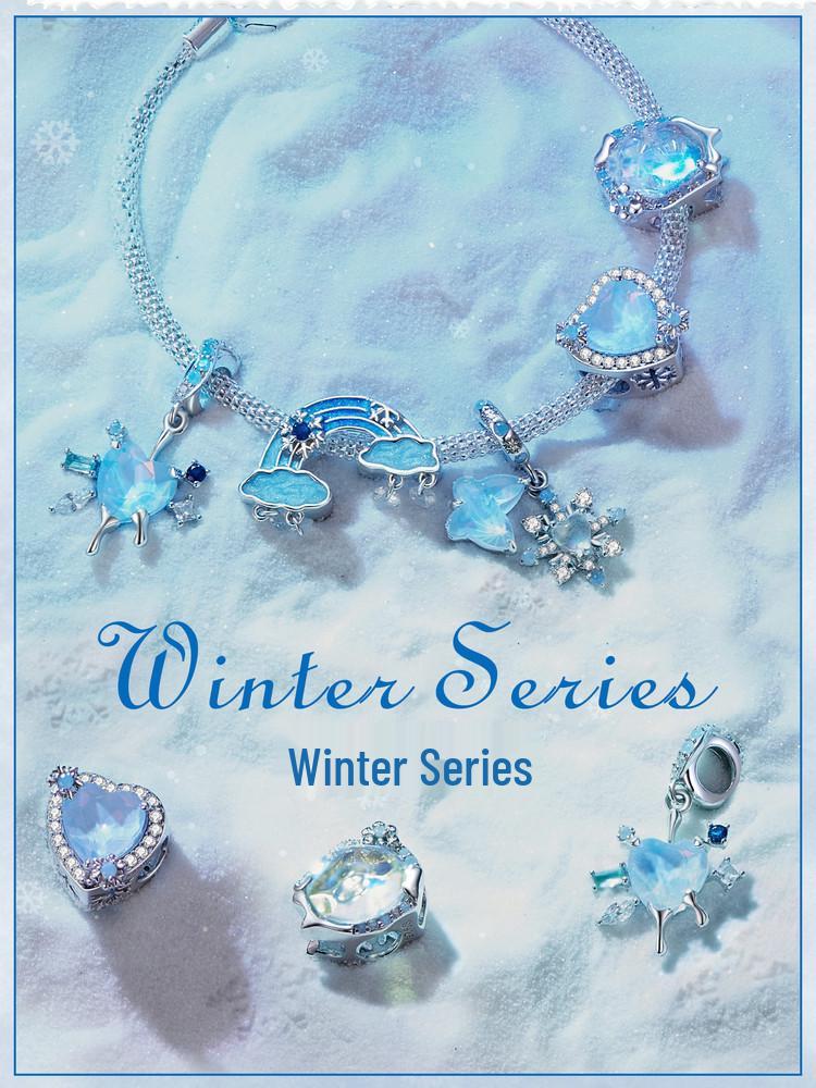 Yinziyun Sterling Silver Snowflake Heart Pendant Necklace - Romantic Winter Christmas Gift for Women