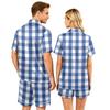 Matching Couple Pajama Set Short Sleeve Button Down Shirt with Shorts Soft Sleepwear S-XXXXL