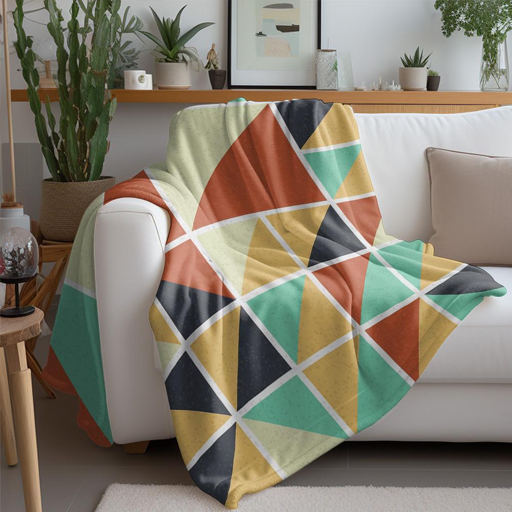 Geometric Quilted Throw Blanket Sofa Bed Cover Decorative Cotton Fleece Blanket For Home Decor Gift
