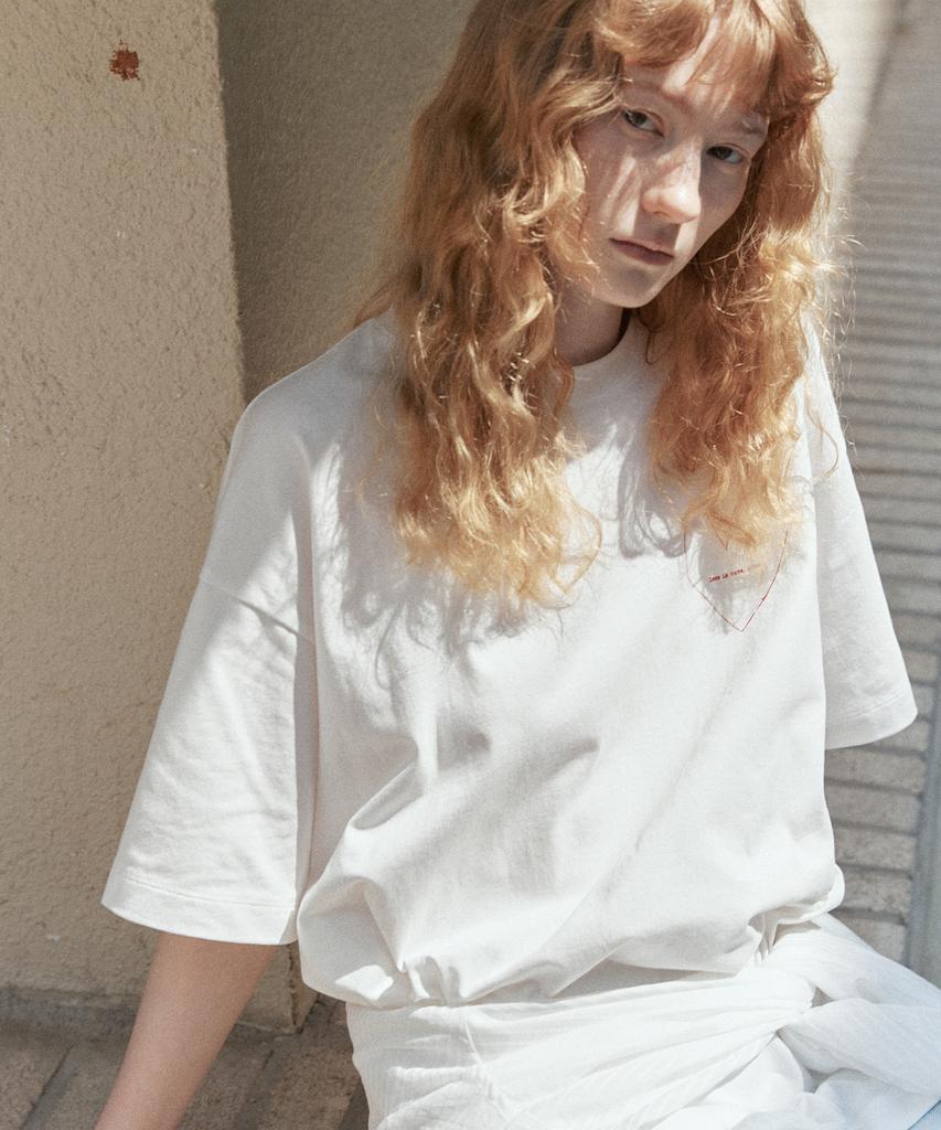 ARTID Heart Graphic Oversized Short Sleeve T-Shirt_White