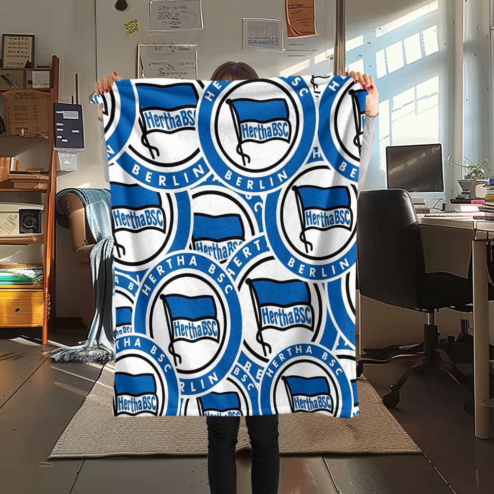 1PC Hertha BSC Patterned Flannel Blanket Suitable For All Seasons for Home Decor Warmth and Comfort Gifts Holiday Present