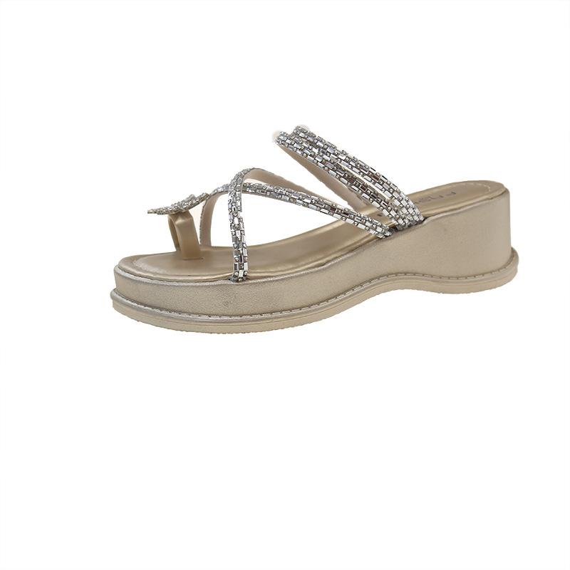 

Thick-soled set of toe slippers, the Korean version of the new thick-soled cool slippers in the summer of 2025, women s fashion, open-toed slippers fo 40 золотий