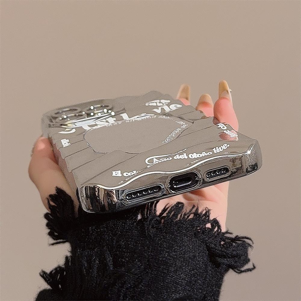 Coque de téléphone miroir pour iPhone 16 11 13 14 pour 16 Pro 12 13 15 16 Pro Max pour Samsung A15 A16 A35 A55 Coque de téléphone électroplaquée mignonne nuage fleur chiot