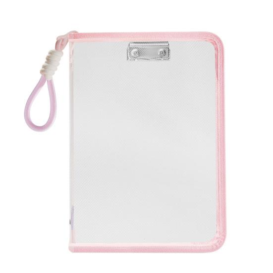 Transparent Zipper Pouch A4 Letter Size File Folder with Handle Portable Document Organizer for Office School Travel Supplies
