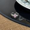 Niche Zircon Four-Leaf Clover Pink-Green Ring: Light Luxury Trendy Women's Finger Ring