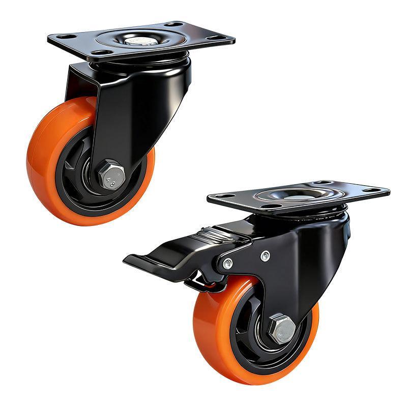 PVC Furniture Caster Wheels with Security Lock Swivel Plate Design 3/4/5in 1Pcs for Dresser Cabinet Moving Dolly