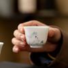Blue and White Hand Painted Cat Tea Cup Ceramic Kung Fu Tea Master Cup for Literary Women Daily Tea Tasting