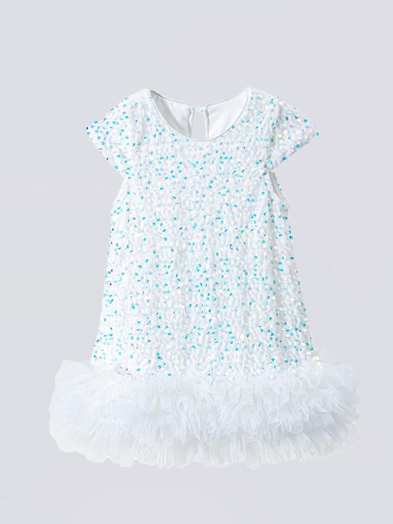 Baby Girl's Fluffy Sequin Bow Vest Dress - Korean Style Spring Party Princess Outfit